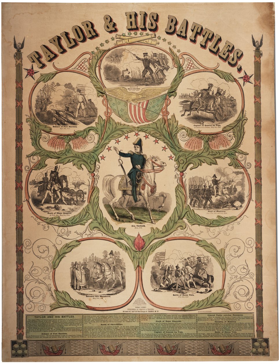 Taylor en zijn veldslagen, gedrukt door Rufus Blanchard van Cincinnati en uitgegeven door Ensign & Thayer, New York, 1847 door American School