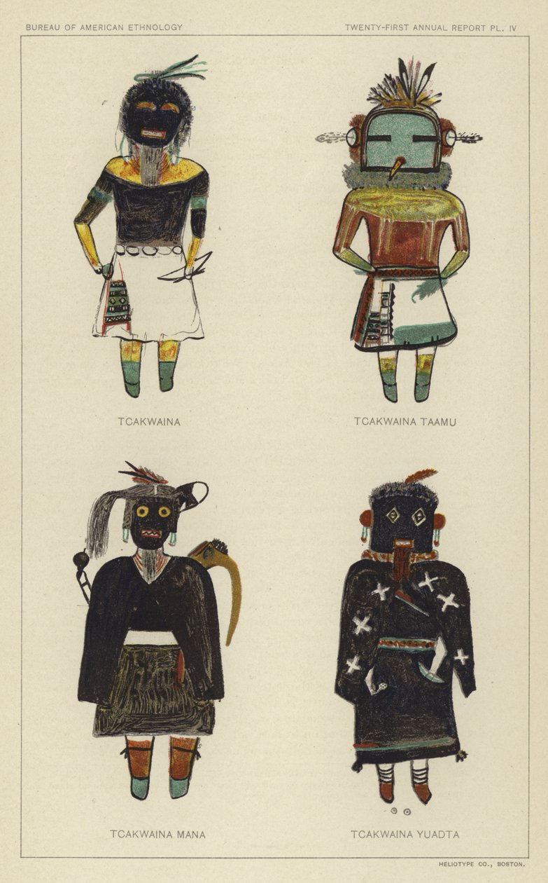 Tcakwaina, Tcakwaina Taamu, Tcakwaina Mana, Tcakwaina Yuadta (kleurenlitho) door American School