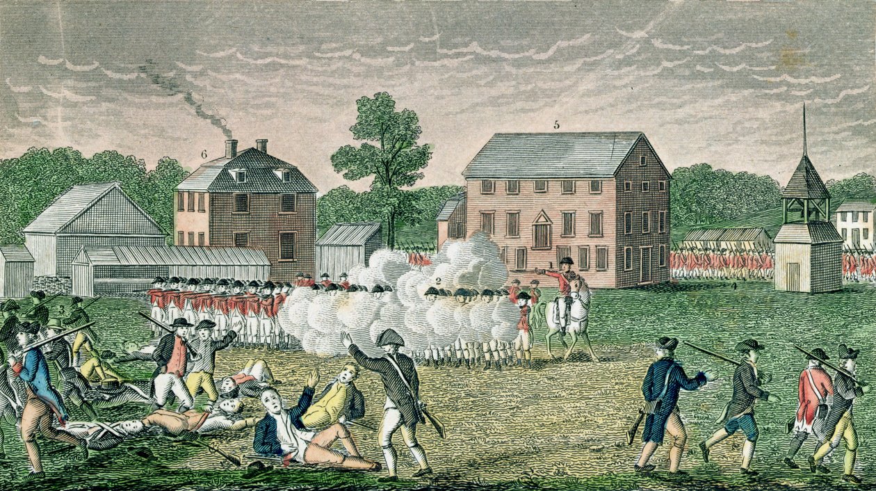 De Slag bij Lexington, 19 april 1775, uit 