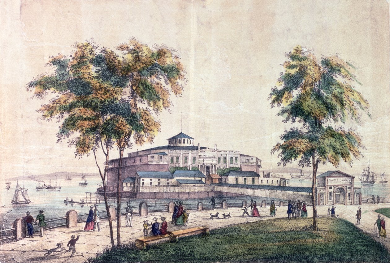 De Kasteeltuin bij de Battery, gegraveerd door D.W. Lewis door American School