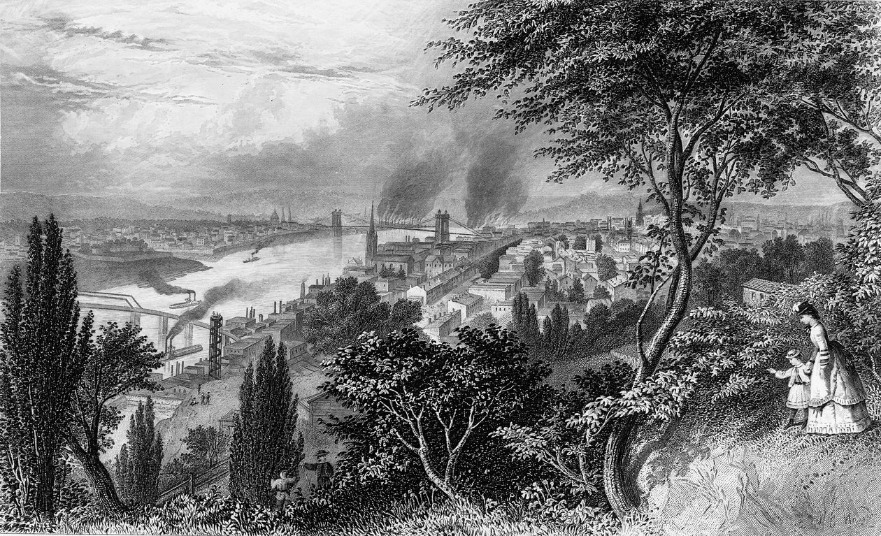 De stad Cincinnati, Ohio, uit Picturesque America Volume II, gedrukt New York 1872 door American School