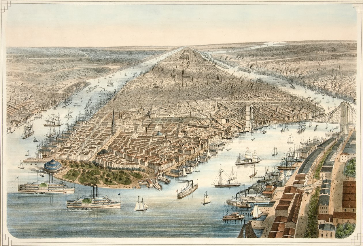 De stad New York, uitgegeven 1876 door American School