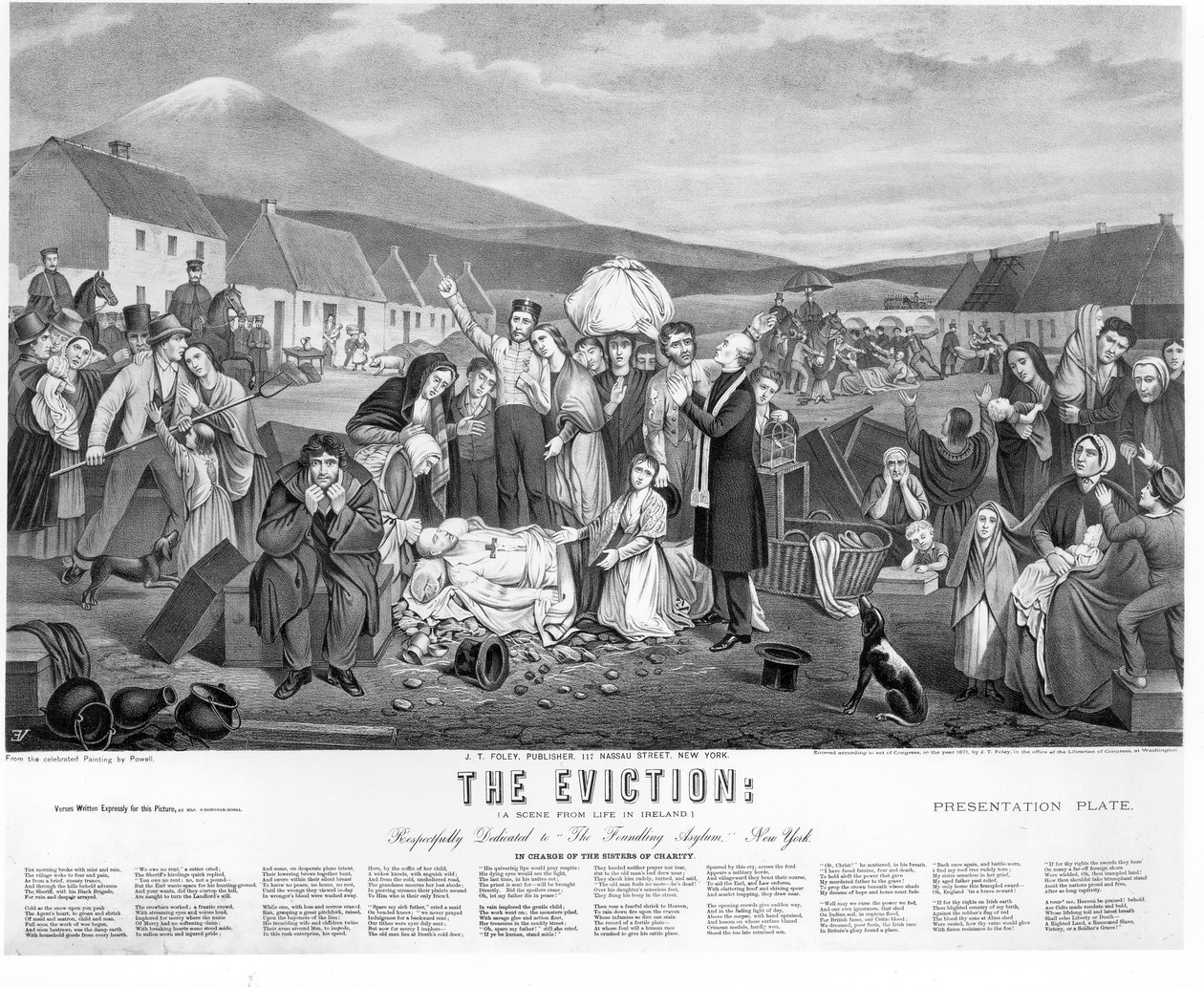 De Uitzetting: Een Scène uit het Leven in Ierland, uitgegeven door J.T. Foley, 1871 door American School