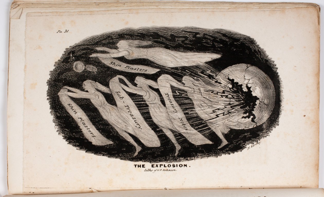De Explosie, illustratie uit The Vision of Judgement, of A Present for the Whigs of 76 and 37 door Junius Jr., 1938 door American School