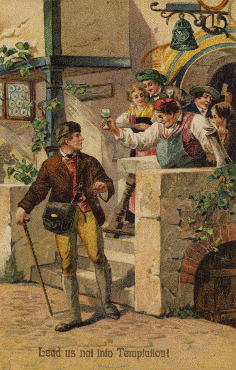 Het Onze Vader, Leid ons niet in bekoring (chromolitho) door American School
