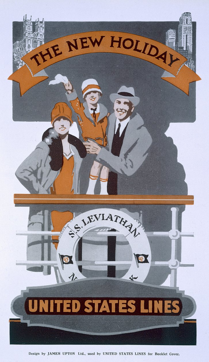 De Nieuwe Vakantie, advertentie voor United States Lines, SS Leviathan, 1920s door American School