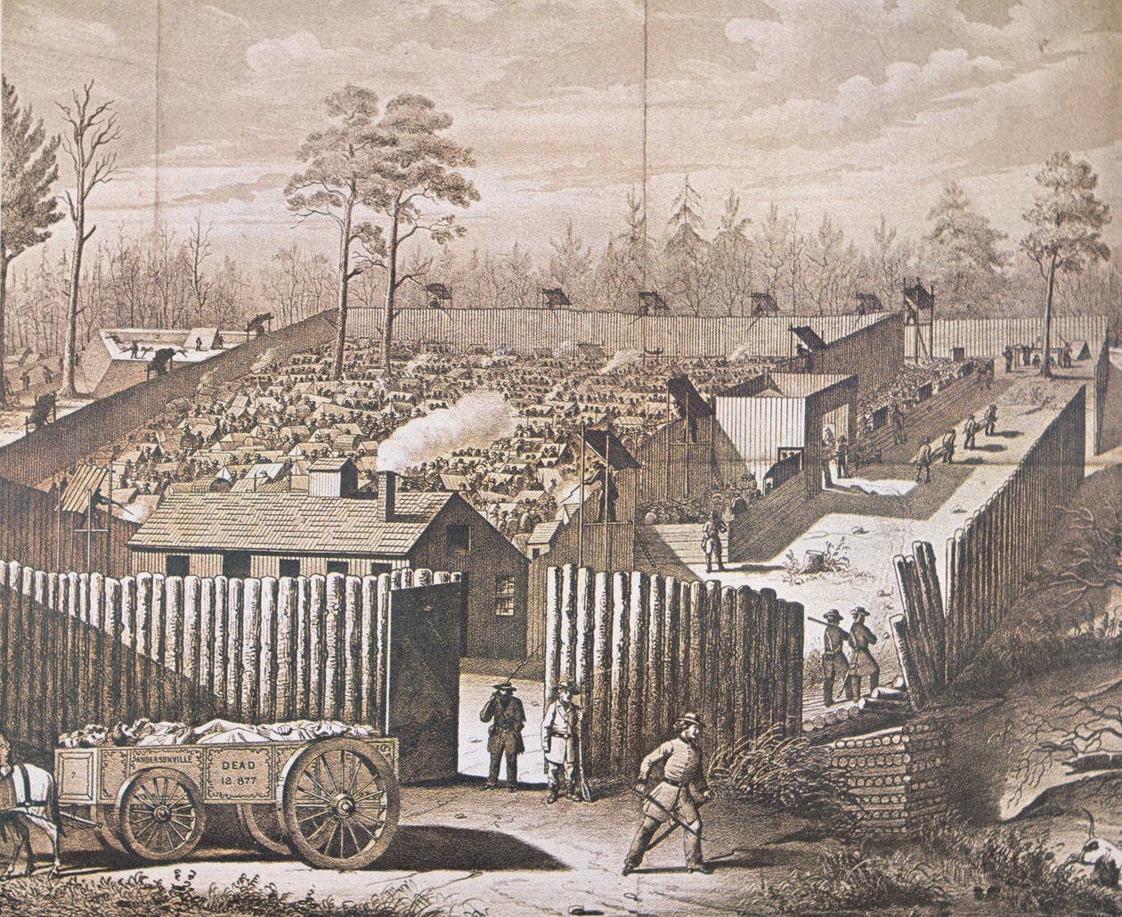 Het krijgsgevangenenkamp in Andersonville door American School