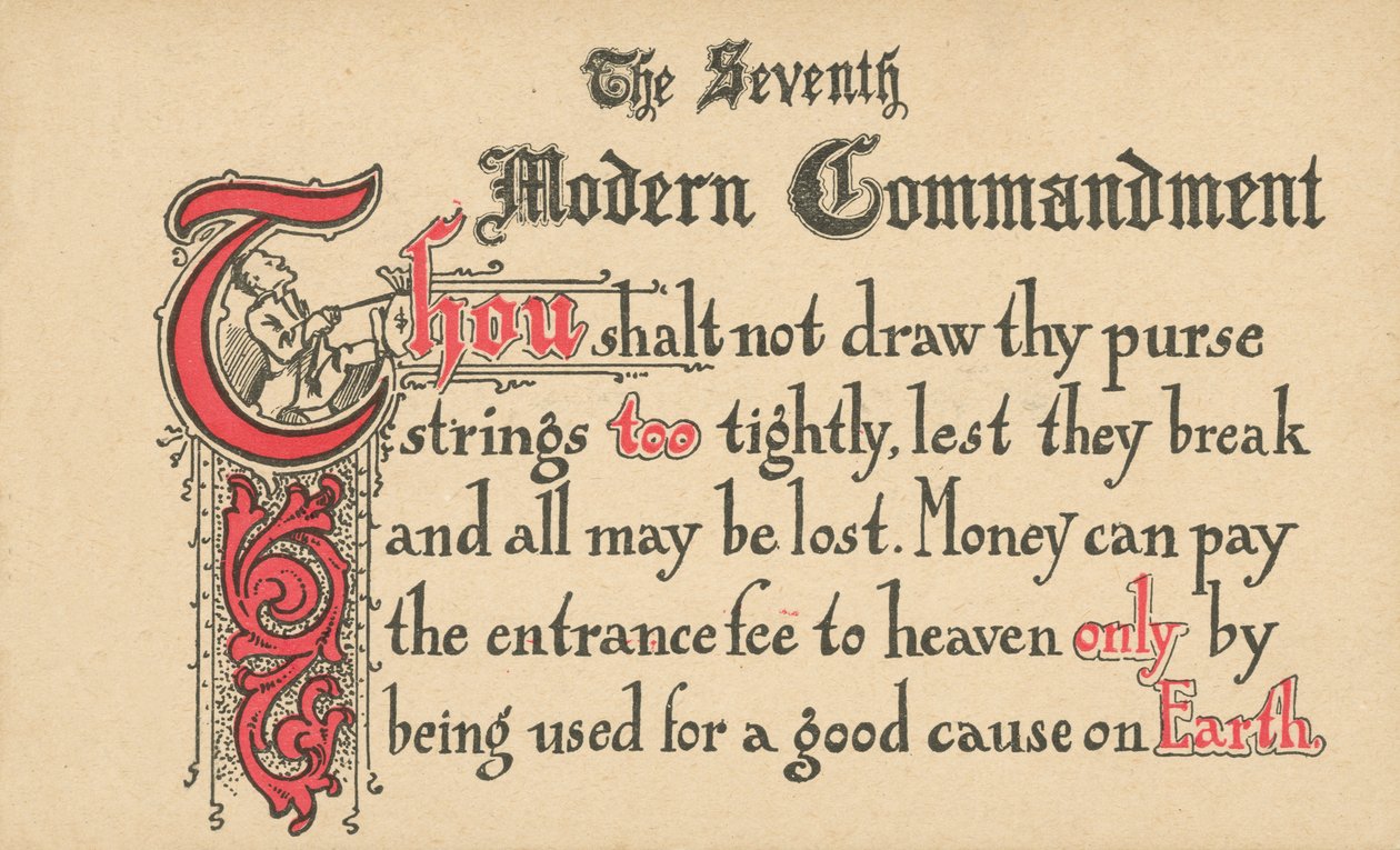 Het zevende moderne gebod (kleurenlitho) door American School