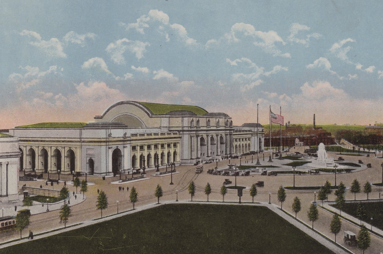 Union Station, Washington DC (kleurenlitho) door American School