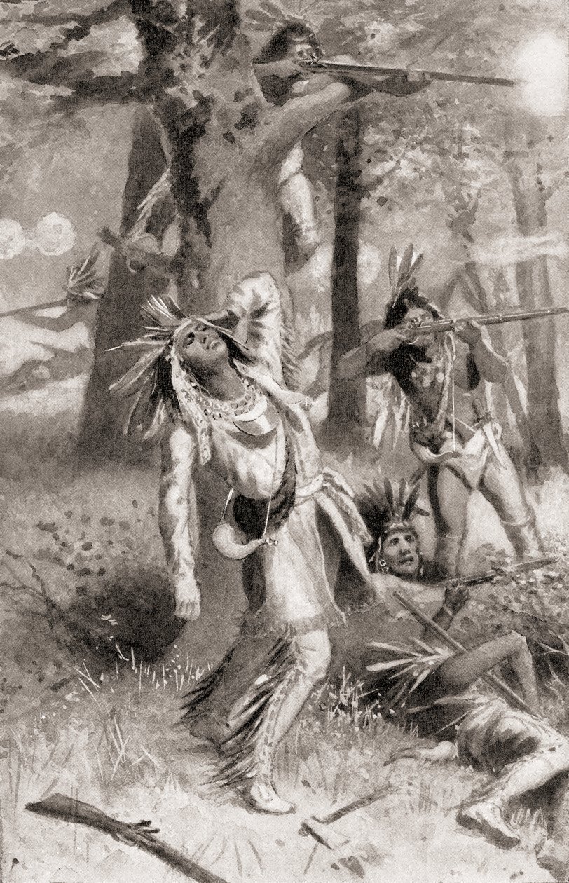 De dood van Tecumseh tijdens de Slag bij de Theems, 5 oktober door American School