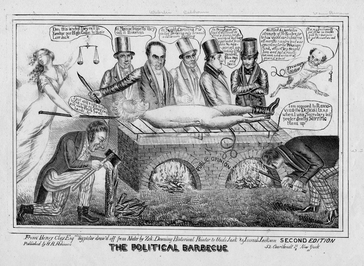 De politieke barbecue, ca. 1835 door American School