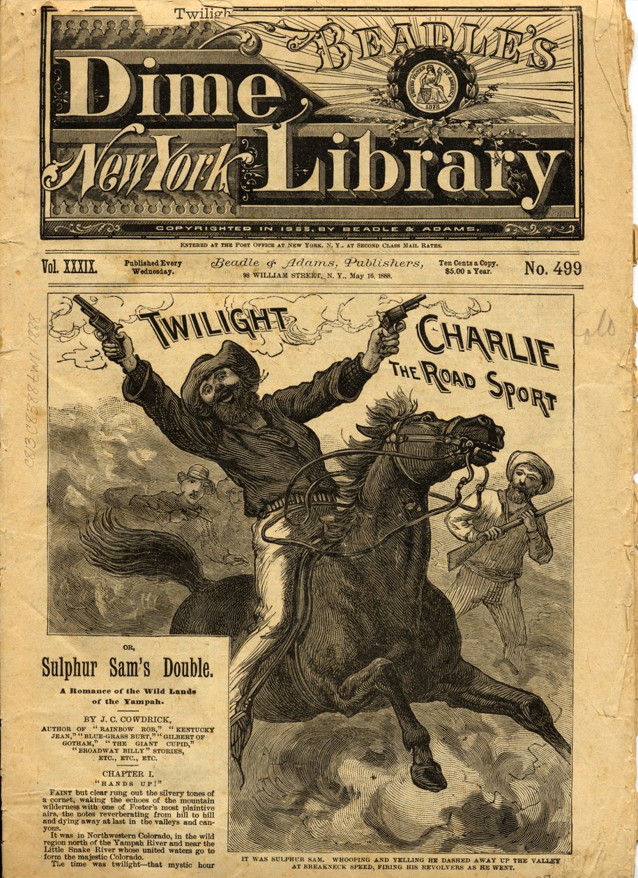 Twilight Charlie, Voorpagina van Beadles New York Dime Novel, 1888 door American School