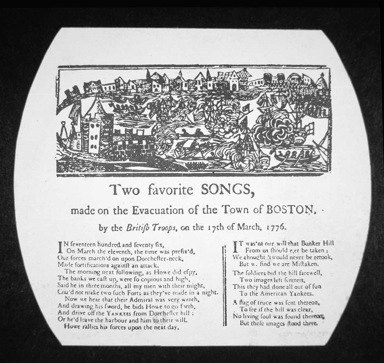 Twee favoriete liedjes, gemaakt bij de evacuatie van Boston door de Britse troepen, op 17 maart 1776 door American School