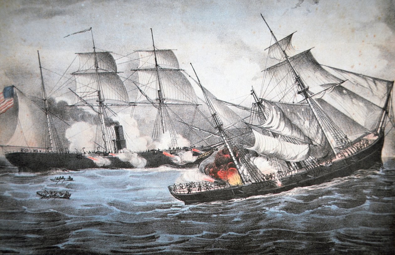 U.S. Sloep "Kearsage" zinkt Geconfedereerde Raider "Alabama" bij Cherbourg door American School