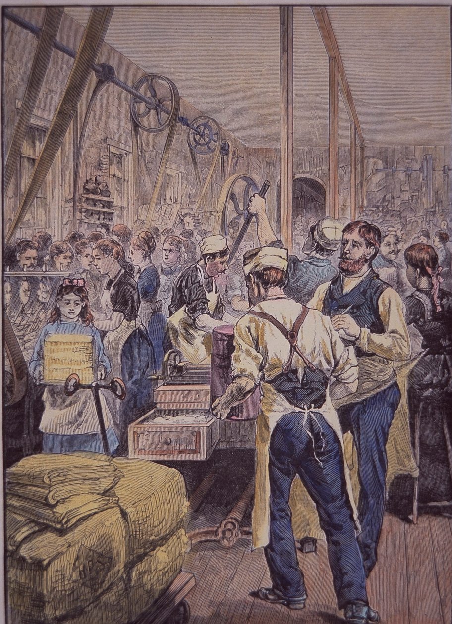 Amerikaanse textielindustrie, textielfabriek in het Noorden, ca. 1870 door American School