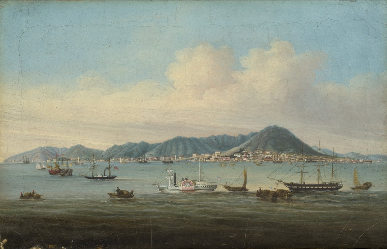 Uitzicht op Hong Kong, 1850 door American School