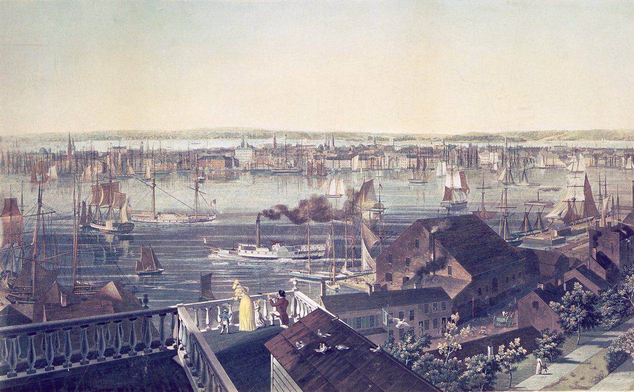 Zicht op Manhattan vanaf Brooklyn, 1837 door American School