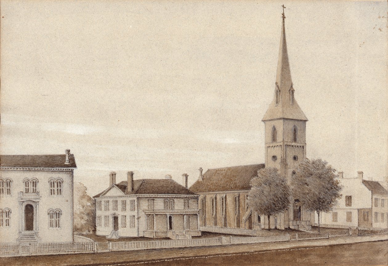 Gezicht op Petersburg, Virginia (aquarel op papier) door American School