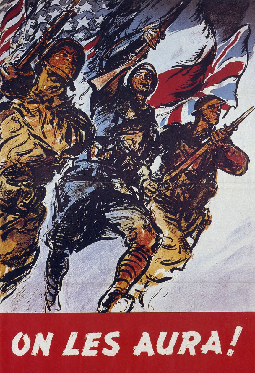 We zullen ze krijgen! 1944 Amerikaanse propagandaposter uitgezonden na de ontscheping van 1944 door American School
