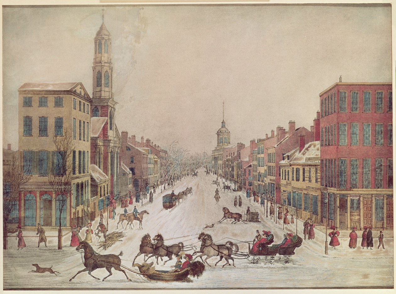 Winter op Wall Street, 1834 door American School