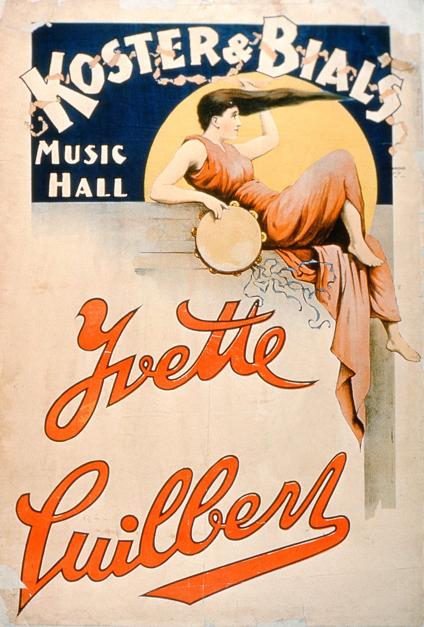 Yvette Guilbert (c.1869-1944) in Koster en Bials Music Hall, New York door American School