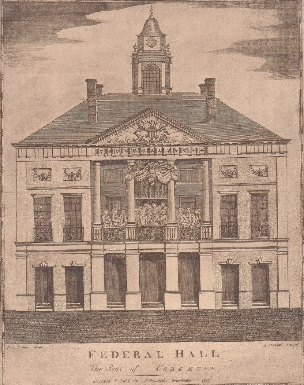 Federal Hall, de zetel van het Congres door Amos Doolittle