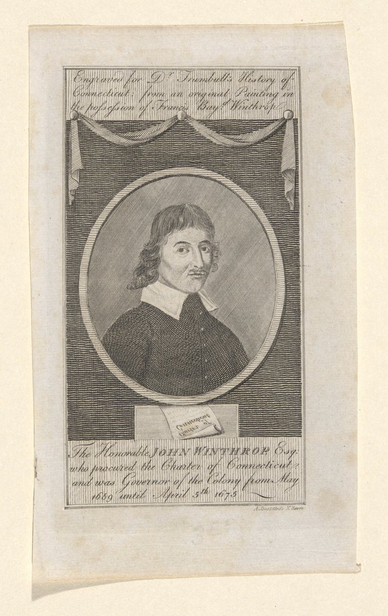 Portret van John Winthrop door Amos Doolittle