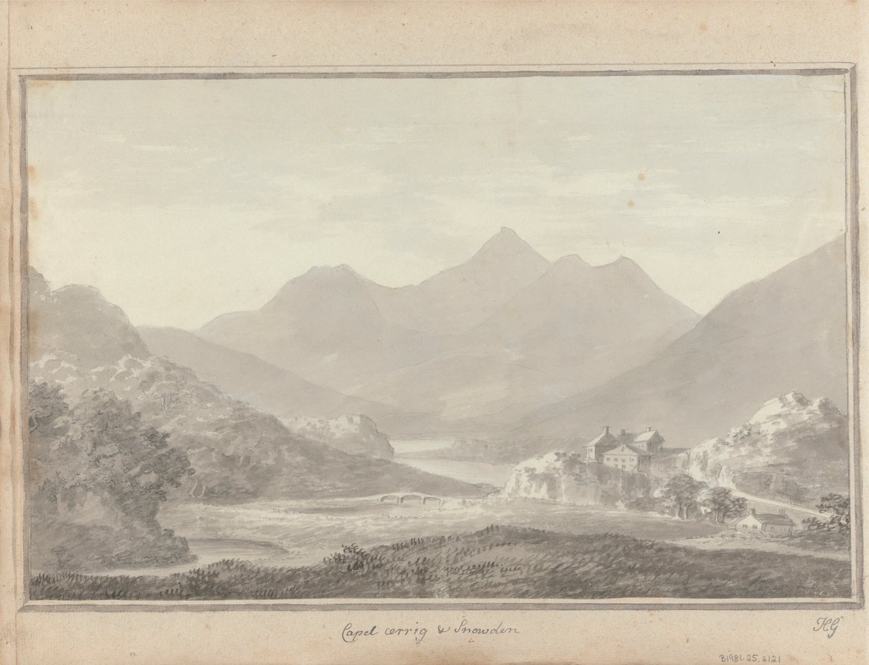 Uitzichten in Engeland, Schotland en Wales: Capel Cerrig en Snowdon door Amos Green