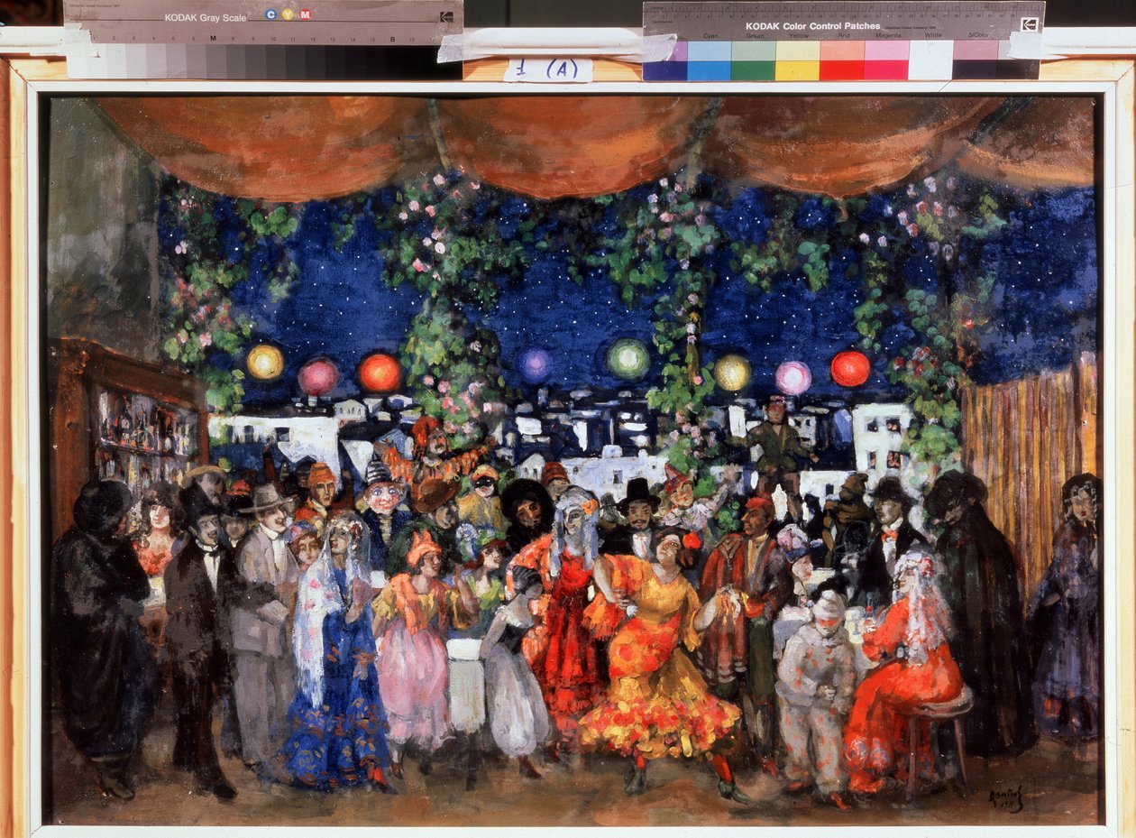 Carnaval in Spanje. Schilderij van Anatoli Afanasyevich Arapov door Anatoli Afanasyevich Arapov