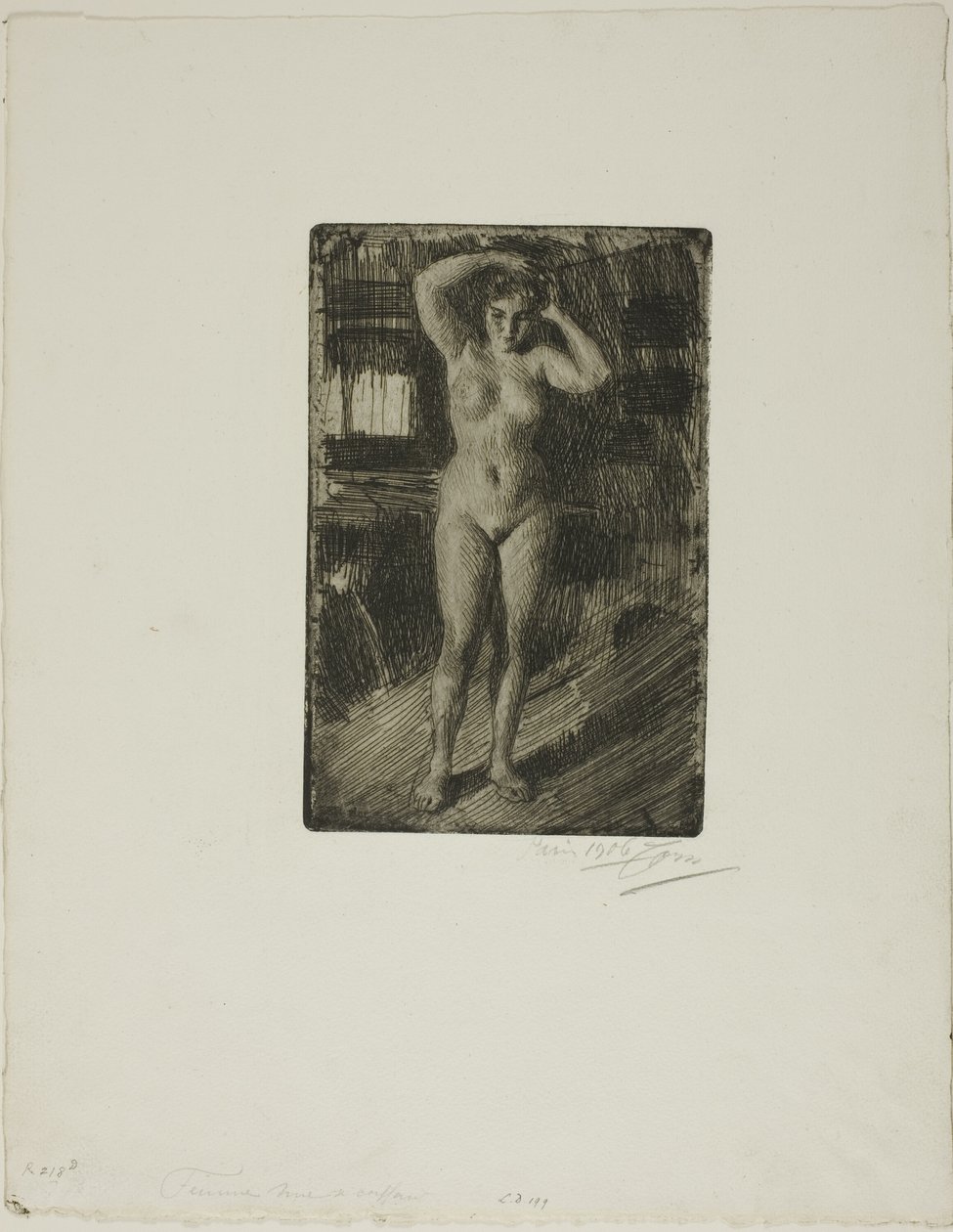 Anna doet haar haar door Anders Leonard Zorn