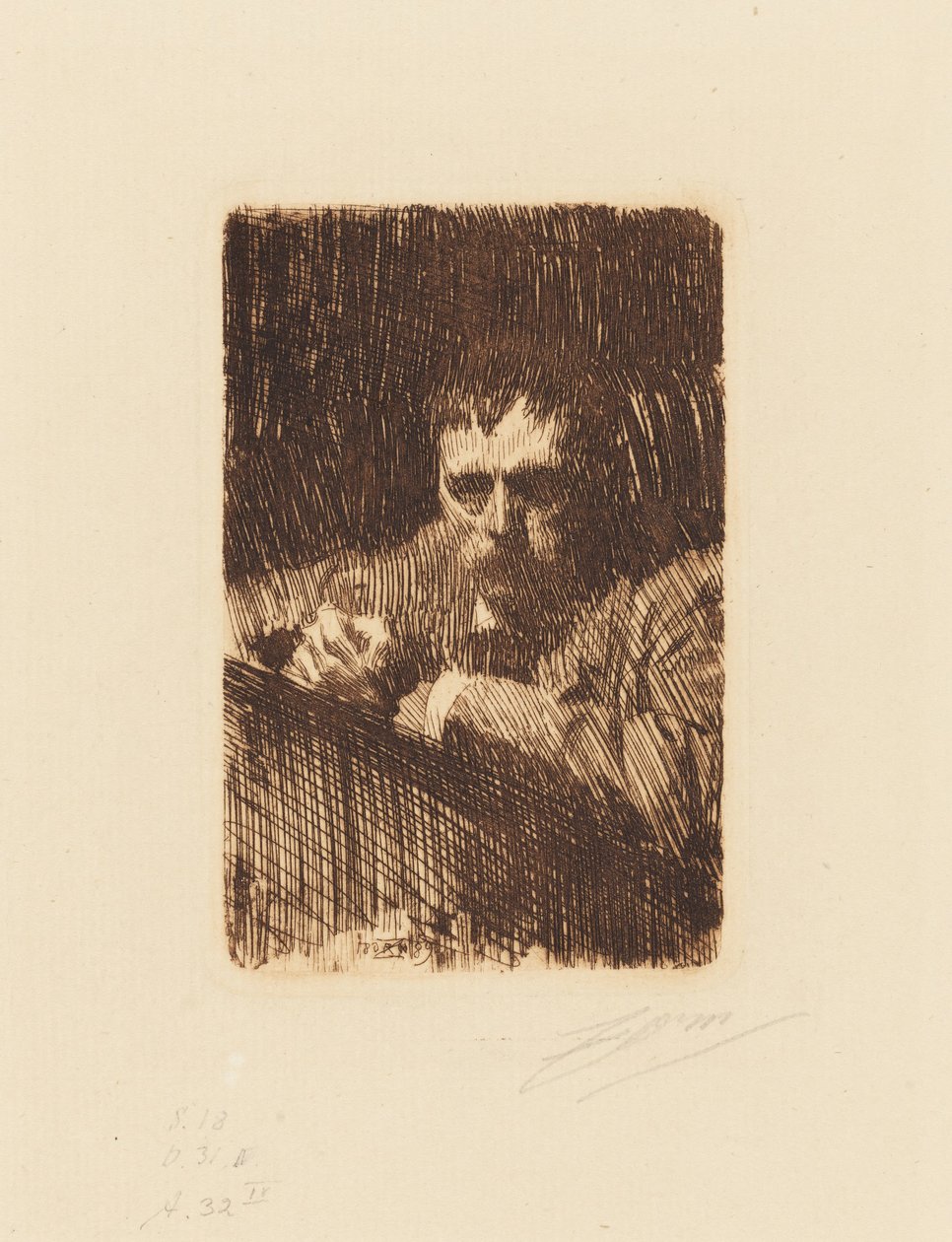 Graveur. Zelfportret door Anders Zorn