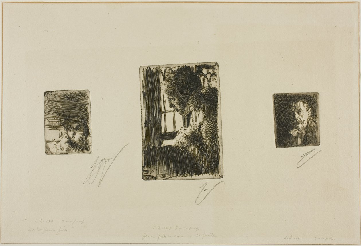 Meisjeshoofd; Boerenmeisje bij raam; Anders Zorn door Anders Zorn