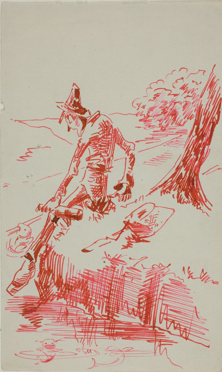 Man die vist en fles vasthoudt door Anders Zorn