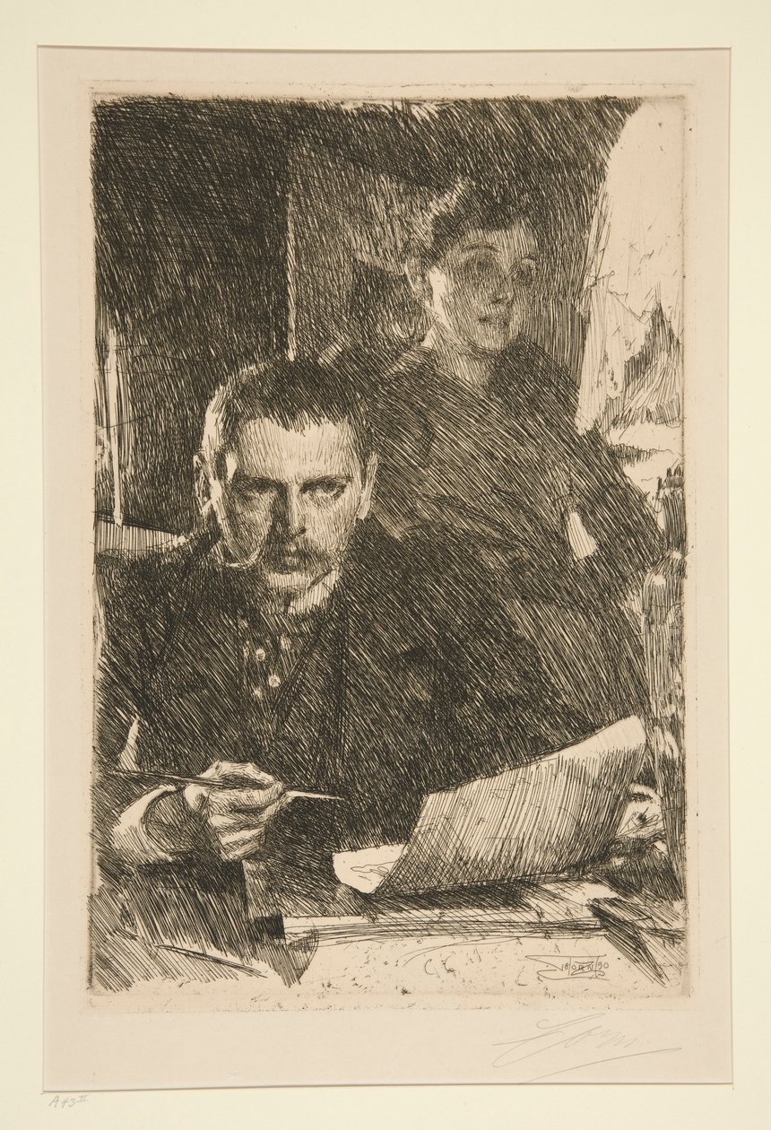 Portret van de kunstenaar en zijn vrouw door Anders Leonard Zorn