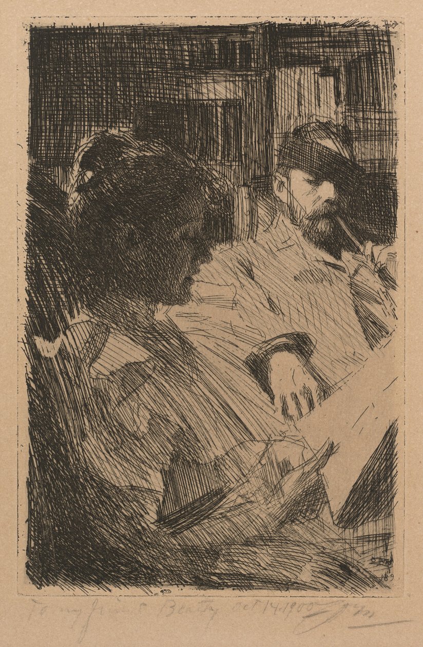 Lezen (meneer en mevrouw Ch. Deering) door Anders Zorn
