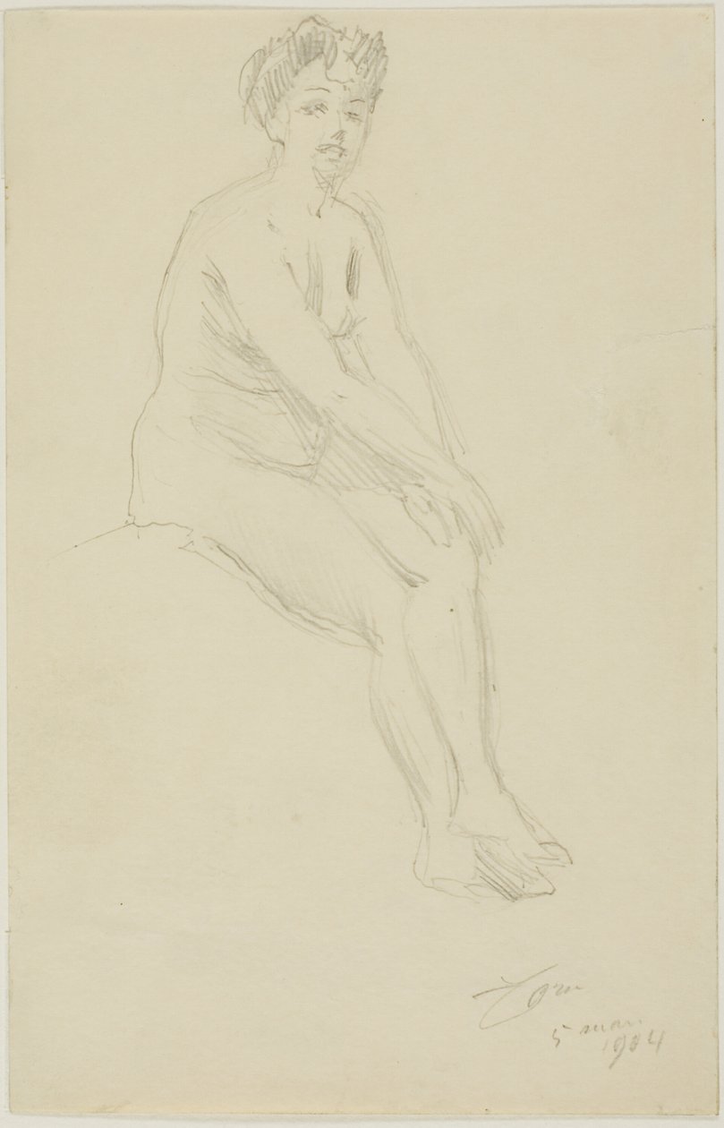 Zittende vrouwelijke naakt door Anders Leonard Zorn