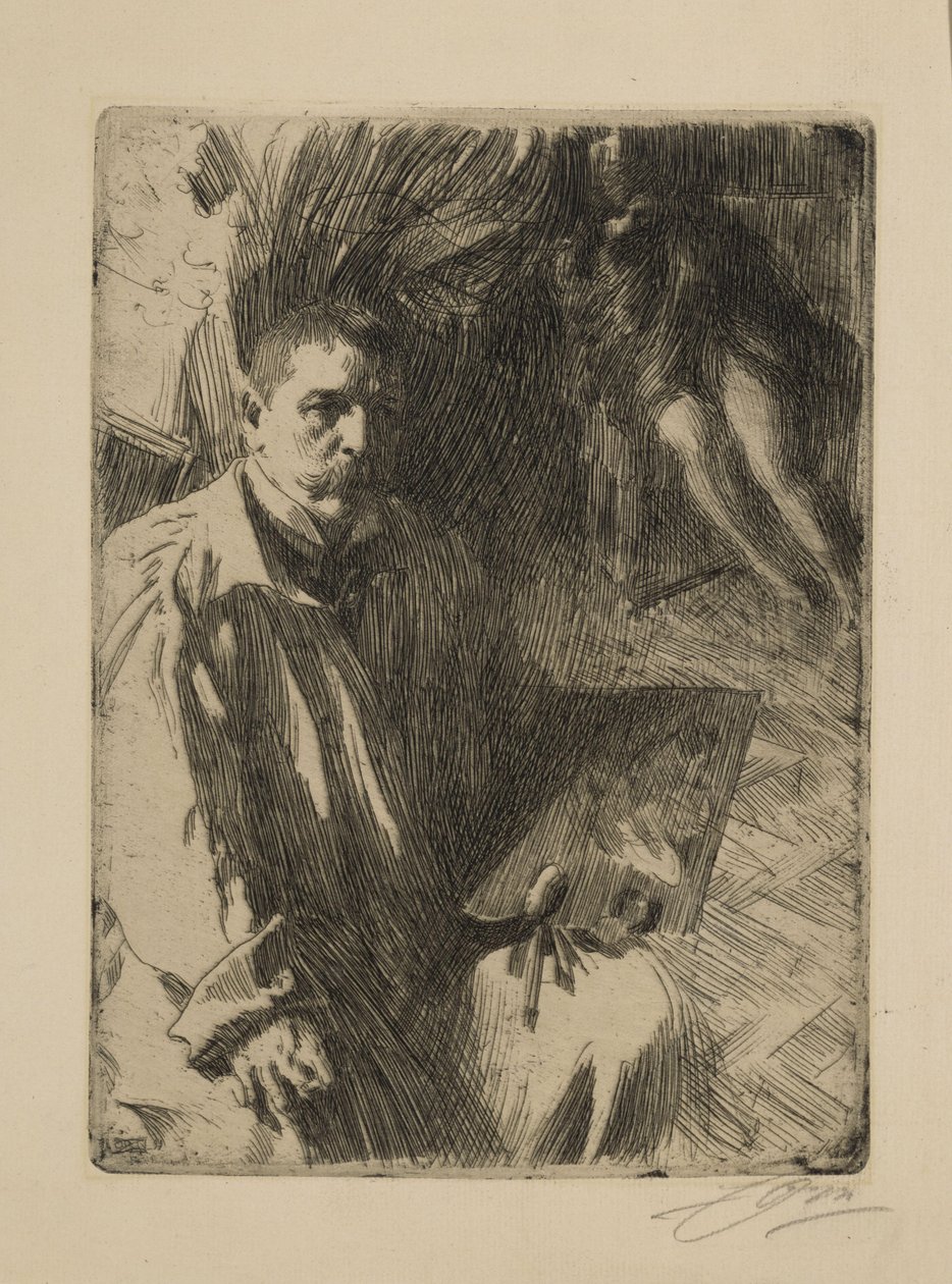 Zelfportret met model II door Anders Zorn