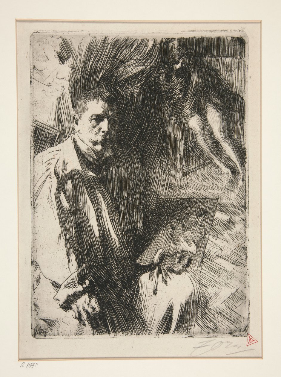Zelfportret met model II door Anders Zorn