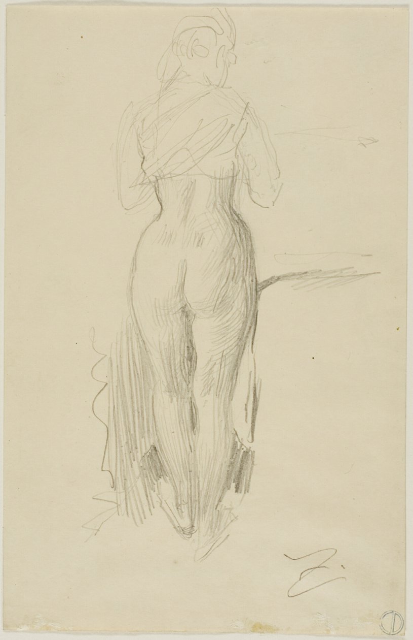 Staande vrouwelijke figuur van achteren gezien door Anders Zorn