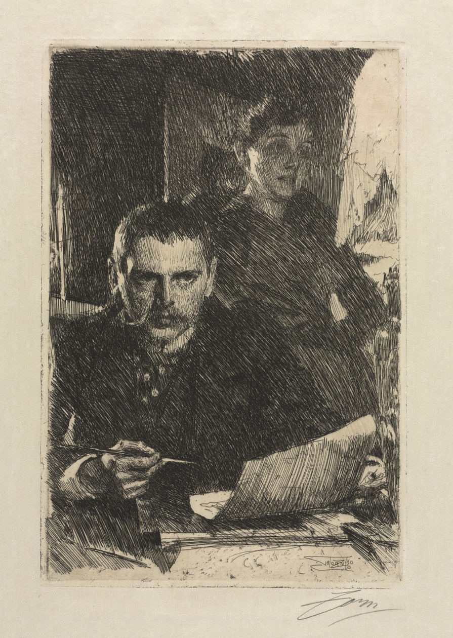 De kunstenaar en zijn vrouw door Anders Leonard Zorn