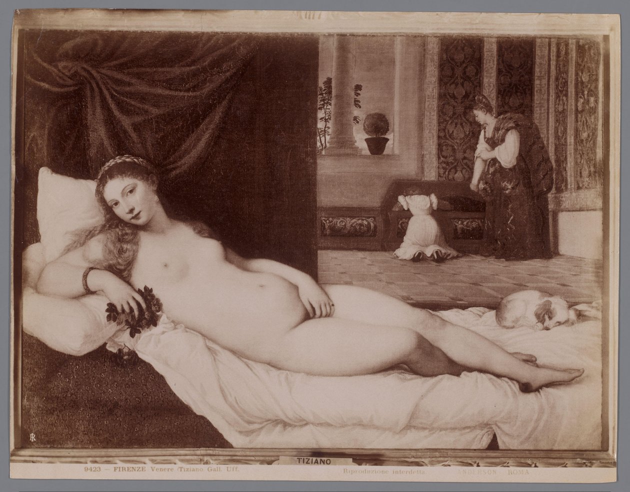Fotoreproductie van het schilderij de Venus van Urbino van Titiaan door Anderson (firma)