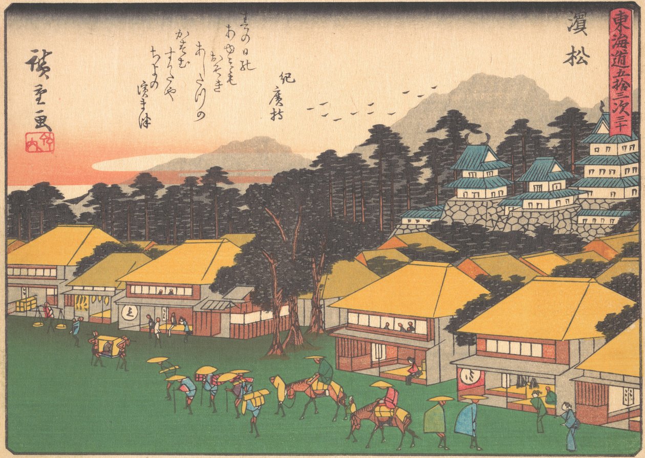 Hamamatsu, uit de serie De drieënvijftig stations van de Tokaido-weg, begin 20e eeuw door Ando Hiroshige