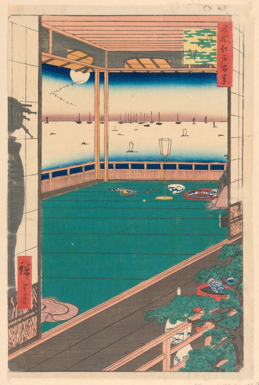 Maan Kaap (Tsuki-no-misaki) uit de serie Honderd Beroemde Zichten van Edo door Ando Hiroshige