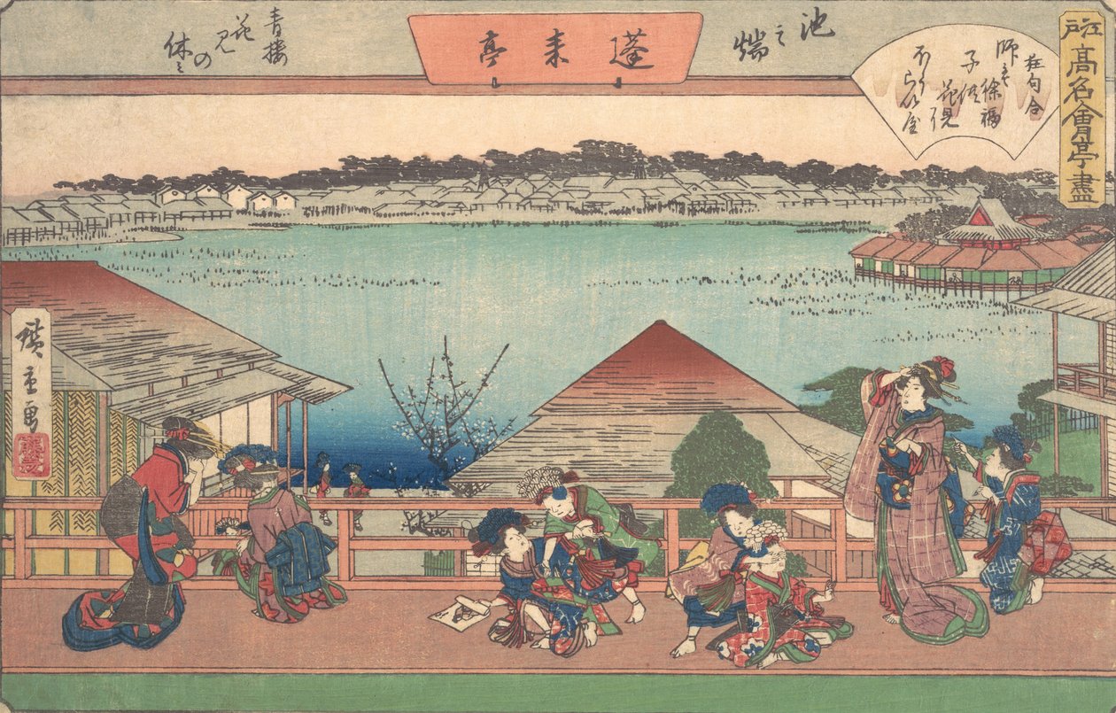 Vrouwen..., uit de serie De drieënvijftig stations van de Tokaido-weg, begin 20e eeuw door Ando Hiroshige