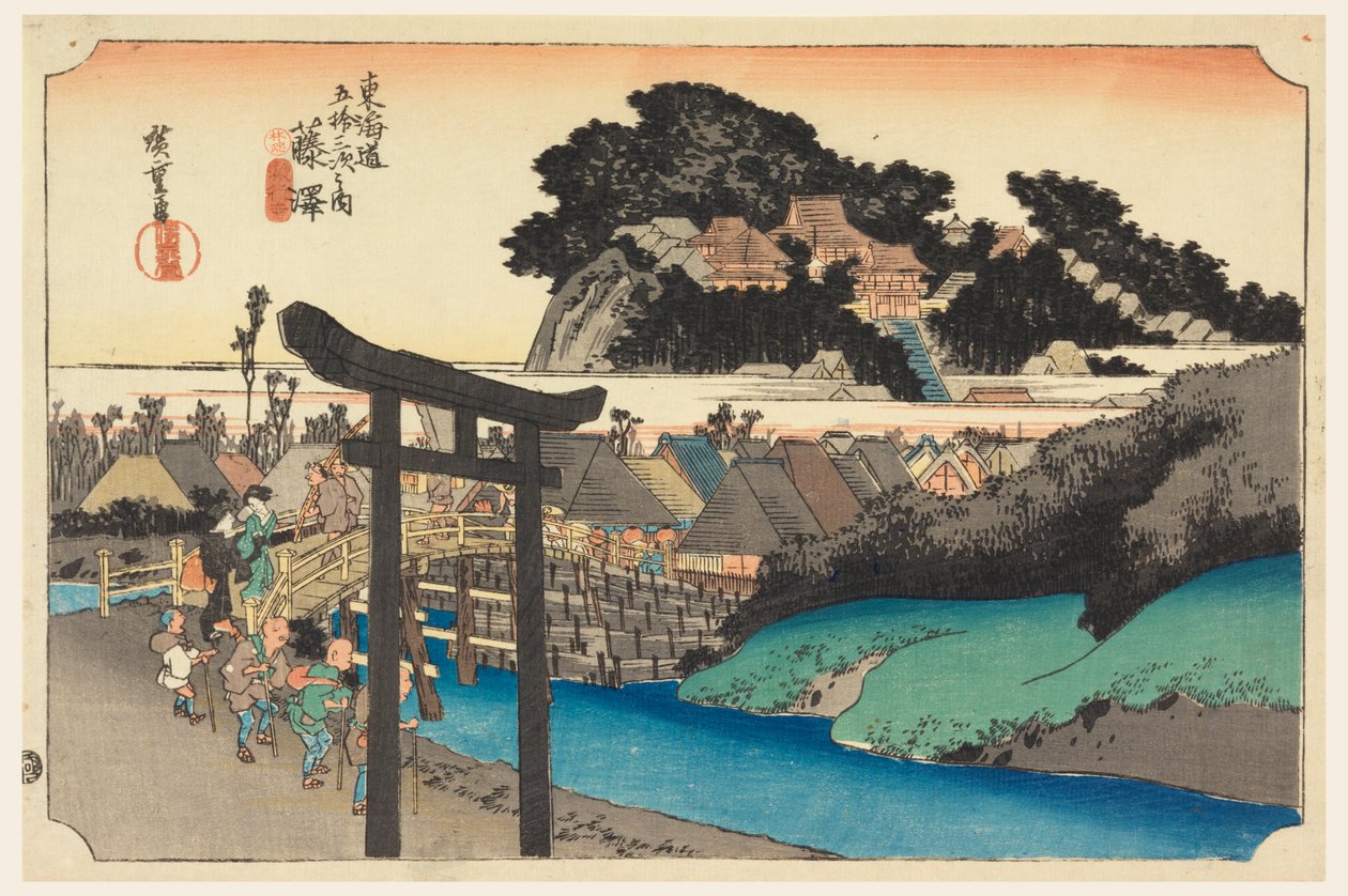 Yugoyoji Tempel (Fugisawa), in De Drieenvijftig Stations van de Tokaido Weg (Tokaido Gojusan Tsugi-no Uchi) door Ando Hiroshige