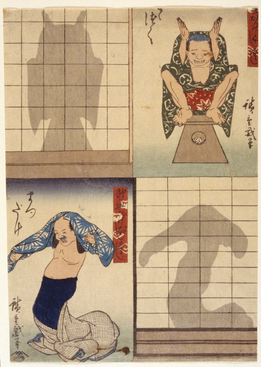 (Figuren en schaduwen) door Ando or Utagawa Hiroshige