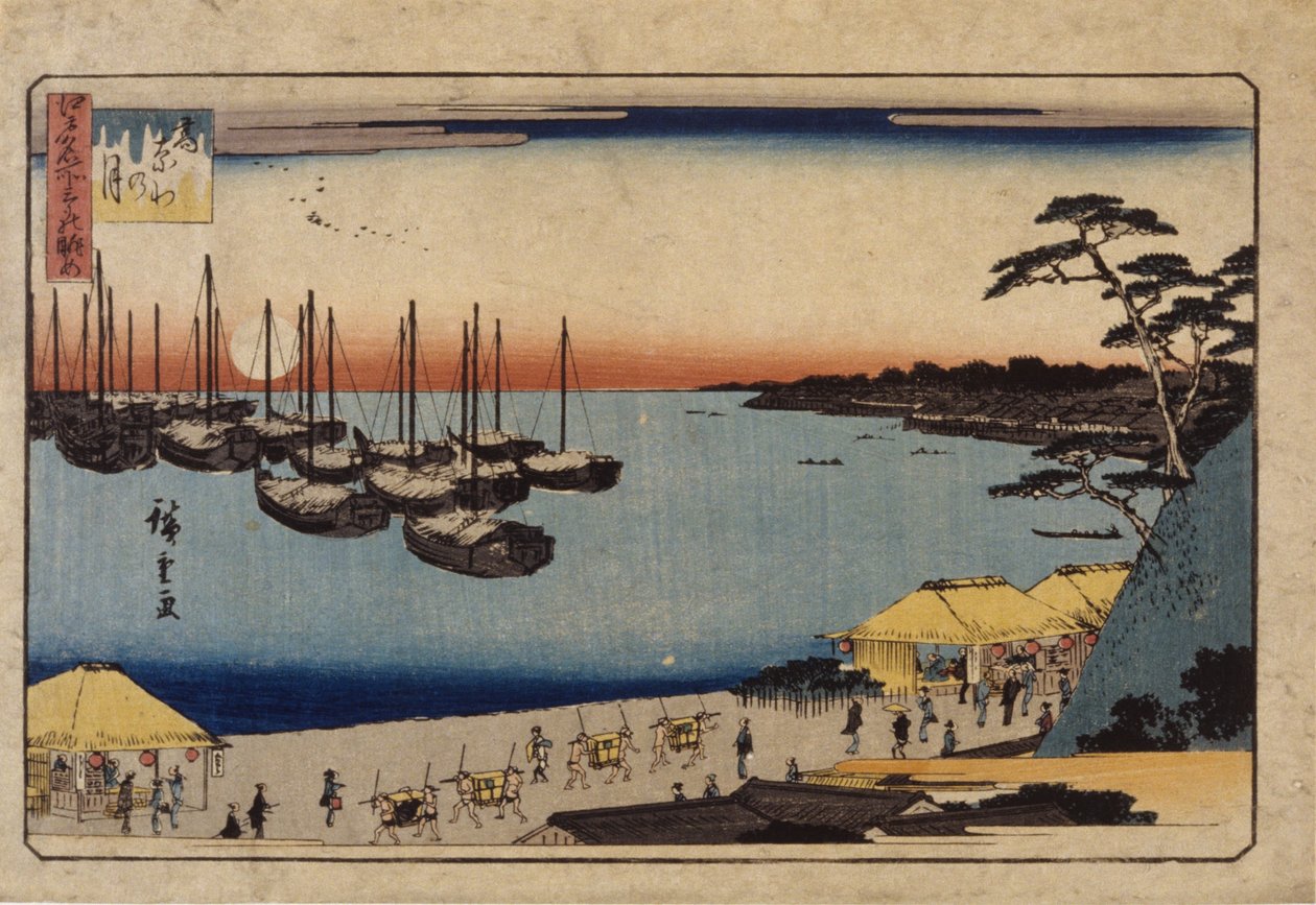 (Zeilboten In Haven) door Ando or Utagawa Hiroshige