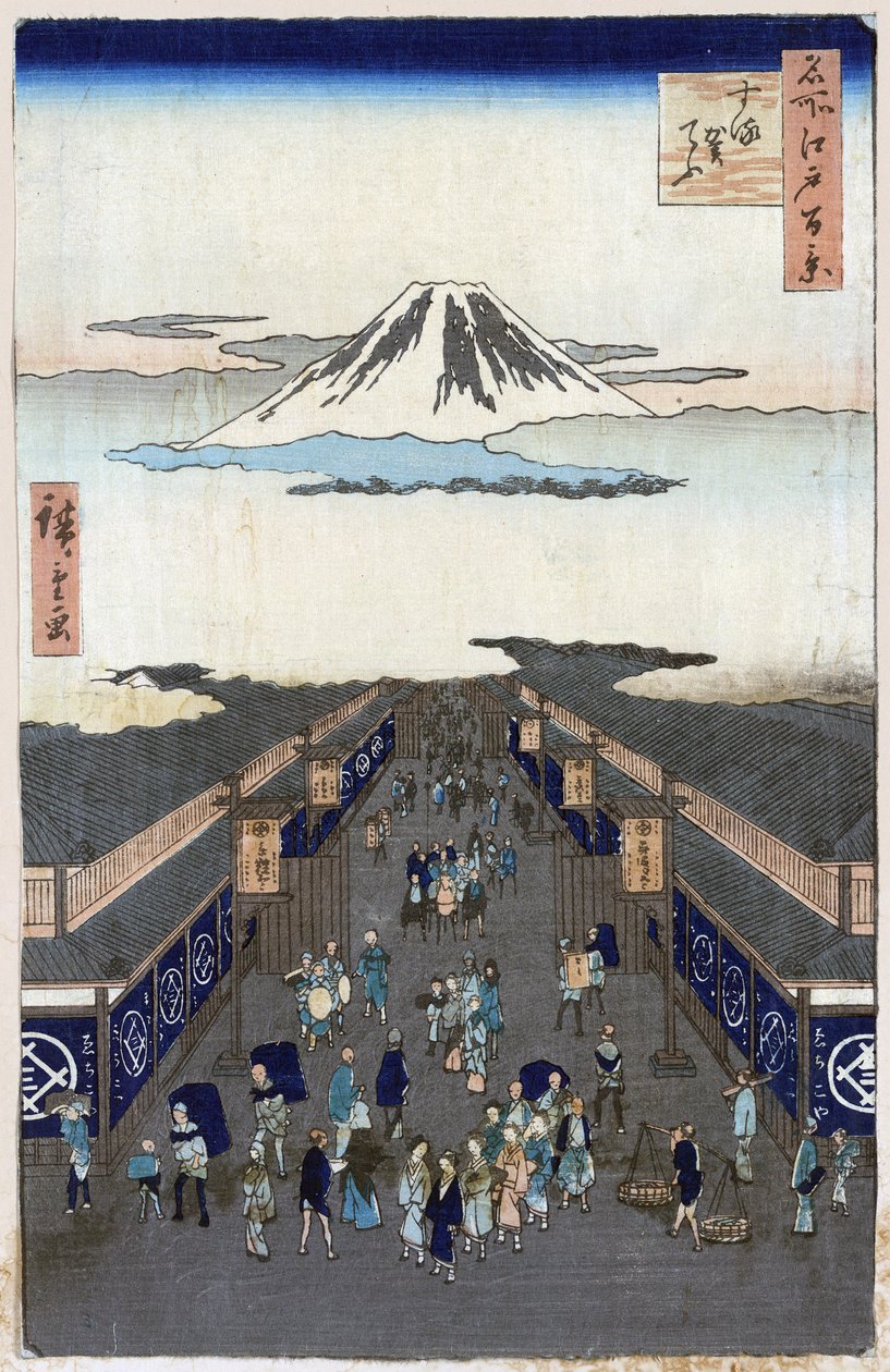 Honderd beroemde uitzichten van Edo: Uitzicht op Surugacho door Ando or Utagawa Hiroshige