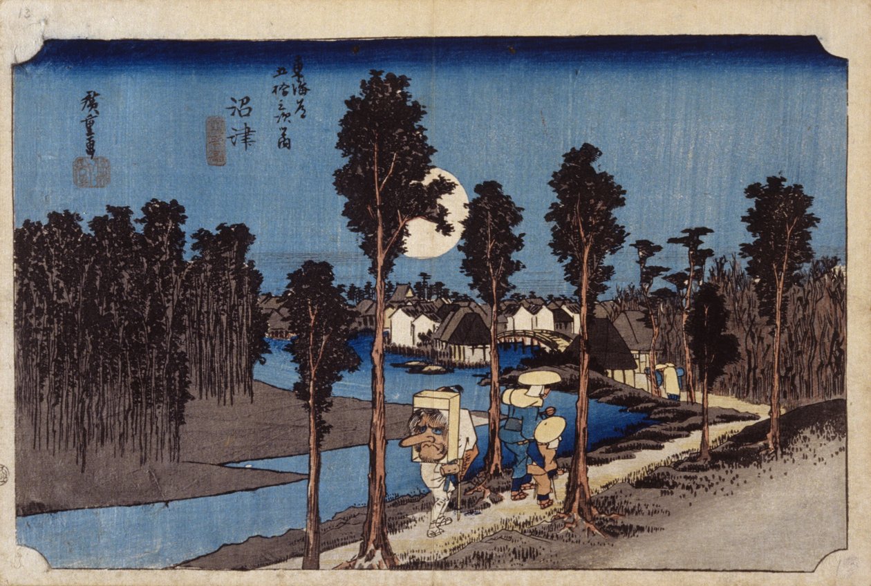 Schemering in Numazu, #13 door Ando or Utagawa Hiroshige