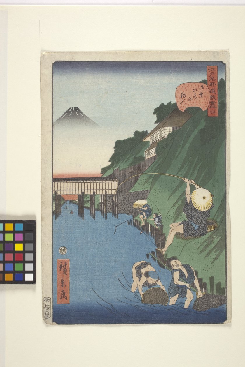 Vissers bij Ochanomizu (Ochanomizu No Tsuribito) door Ando or Utagawa Hiroshige